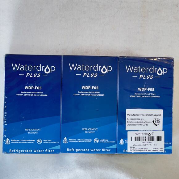 Waterdrop Plus WDP-F05 3-Pack Refrigerator Water Filter New Sealed For LG Below - Picture 2 of 8